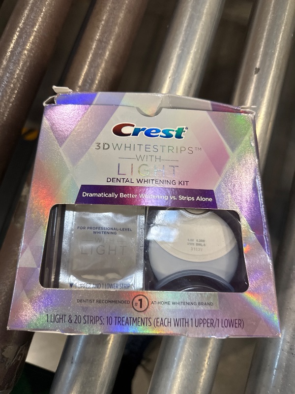Photo 1 of Crest 3D Whitestrips + LED Light – Teeth Whitening Kit, 1 Light + 10 Treatments, Each with 1 Upper/1Lower, 20 Strips – Crest 3DWhite Teeth Whitening Strips