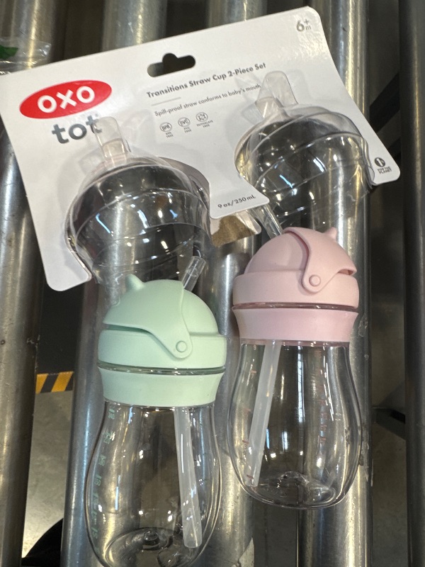 Photo 1 of OXO Tot Transitions Straw Cup 9 oz. - Opal and Blossom - 2 Pack
