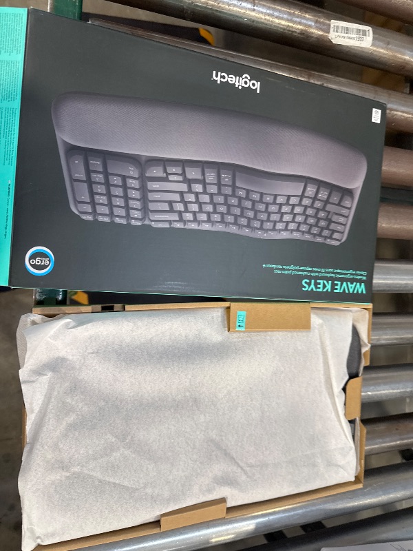 Photo 1 of Logitech Wave Keys Wireless Ergonomic Keyboard with Cushioned Palm Rest, Comfortable Natural Typing, Easy-Switch, Bluetooth, Logi Bolt Receiver, for Multi-OS, Windows/Mac - Graphite