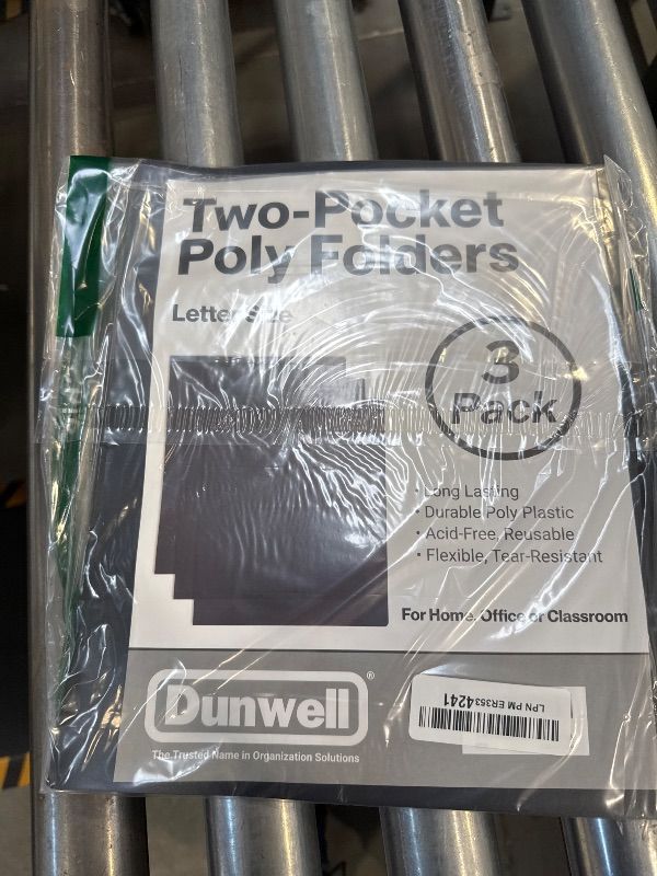 Photo 1 of Dunwell Plastic Folders with Pockets (Black, 3 Pack), 2 Pocket Poly Folders for School, Home or Office, Durable Acid-Free Poly, Includes Removable Adhesive Labels