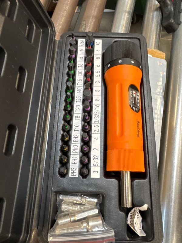Photo 1 of Sanliang 36Pcs Torque Screwdriver Wrench Driver Set 10-70 Inch Pounds lbs with 29 S2 Bits?5 Drive Sockets ?1/4" Socket Adapter for Maintenance,Tools, Bike Repairing and Mounting.