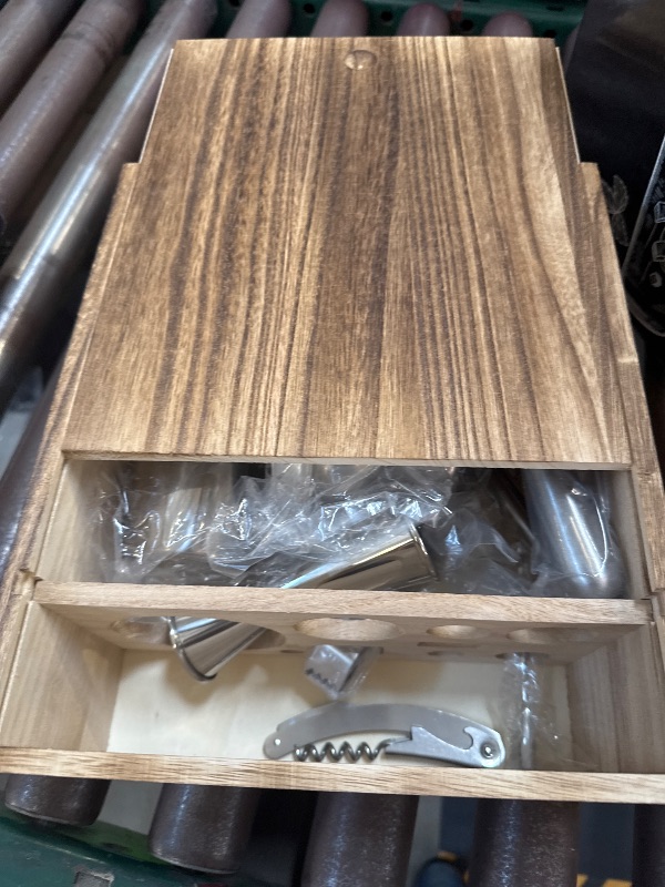 Photo 1 of Cocktail Shaker Set RETEUR -10 Piece Bartender Kit with Rustic Wood Box -Bar Tool Set Stainless Steel - Home Cocktail Shaker Set- Bar Set, Essential and Excellent Gift., Silver
