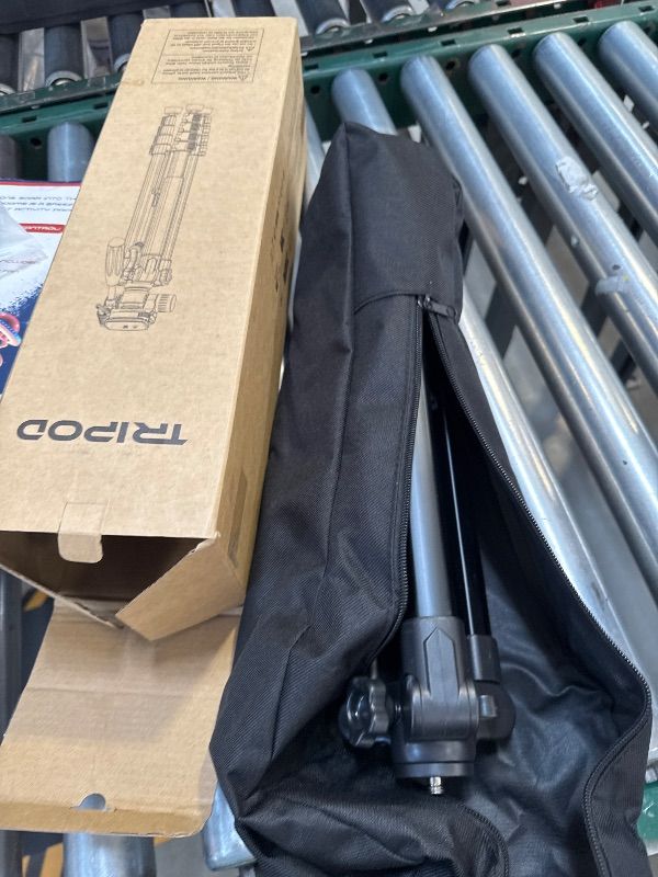 Photo 1 of Camera-Tripod, Porfessional Aluminum Heavy Duty Tripod Stand for Mirrorless Camera/DSLR/Cell Phone/Camcorder, with Holder and Travel Bag
