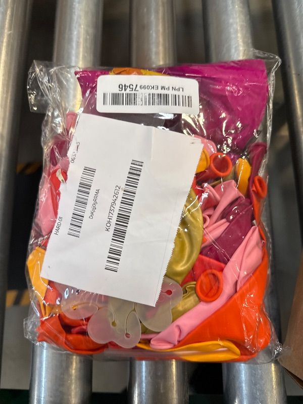 Photo 1 of Amandir 165Pcs Pink and Orange Balloon Arch Garland Kit, Hot Pink Orange Coral Red Yellow Metallic Gold Foil Flowers Balloons for Birthday Wedding Tropical Summer Party Decorations