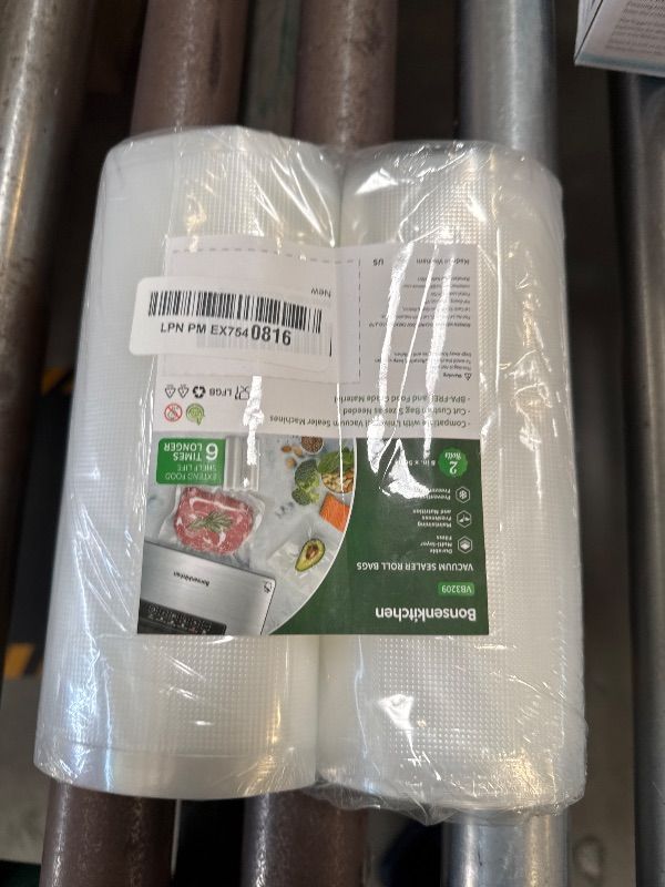Photo 1 of Bonsenkitchen Vacuum Sealer Bags, 8" x 50' Rolls 2 pack for Food Storage Saver, Bpa Free, Heavy Duty, Commercial Grade Textured Food Roll, Customized Size Bag for Sous Vide Cooking,VB3209