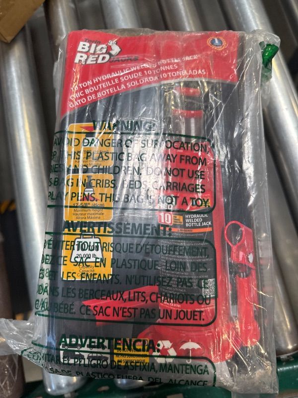 Photo 1 of BIG RED 10 Ton (20,000 LBs) Torin Welded Hydraulic Car Bottle Jack for Auto Repair and House Lift, Red, TAM91003B