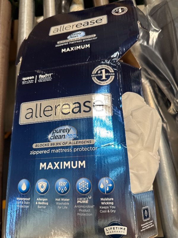 Photo 1 of AllerEase Waterproof Mattress Protector, Maximum Allergy Mattress Protector, Queen Zippered Mattress Cover