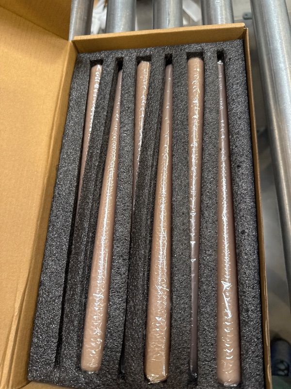 Photo 1 of LPUSA Sahara Beige Tall Taper Candles 12 inch Unscented Smokeless Long Tall Tapered Candle for Candlesticks Sticks Wedding Advent Home Decor Dinner Christmas?Set of 12