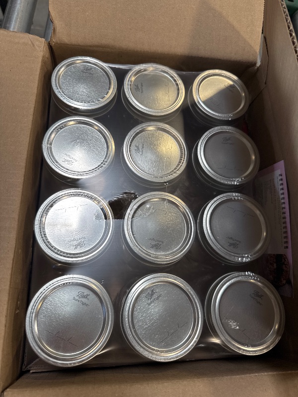 Photo 1 of Ball Regular Mouth Mason Jars 16 oz. (12 Pack) - Pint Size Jars with Airtight Lids and Bands for Canning, Fermenting, Pickling, Meal Prep or DIY Decors and Projects Bundled with Peaknip Jar Opener
