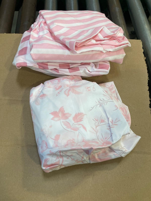 Photo 1 of Peryiter 4 Pack Crib Sheets Girl Soft Baby Bed Sheet Set 52'' x 28" Nursery Crib Sheets for Standard Bed for Nursery Decor Baby Boys or Girls(Pink,Coquette Bow)