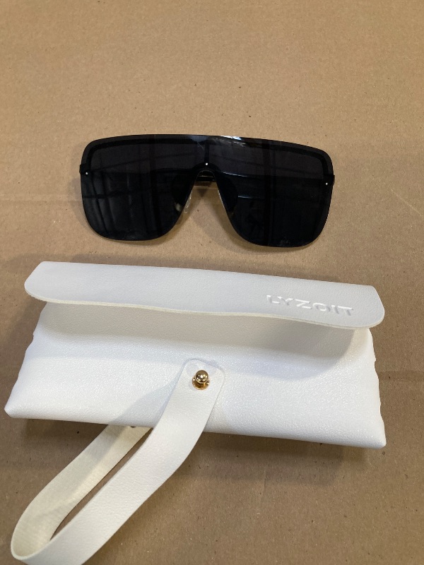 Photo 1 of LYZOIT Rimless Oversized Square Sunglasses for Women Men Flat Top Shield Frameless Sun Glasses Super Dark Black Shades sensitive eyes