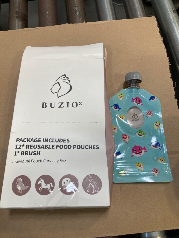 Photo 1 of BUZIO Reusable Food Pouches, 12 Packs 5oz Toddlers Food Storage Pouch, Double Zipper Squeeze Pouches Freezer Safe for Kids DIY Homemade Organic Puree