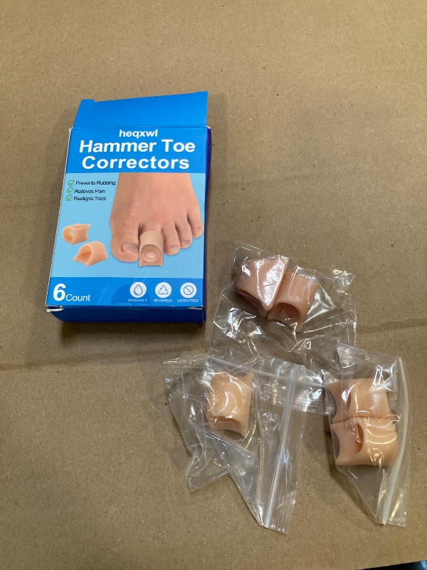 Photo 1 of Hammer Toe Corrector, 6 Pack Toe Spacers, Toe Straighteners for Curled Toes, Bunion Corrector for Preventing Rubbing & Relieve Pressure (Medium)
