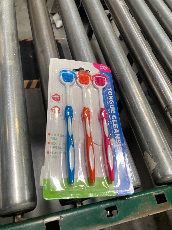 Photo 1 of Tongue Brush, Tongue Scraper, Tongue Cleaner Helps Fight Bad Breath, 3 Tongue Scrapers, 3 Pack (Blue & Orange & Red)