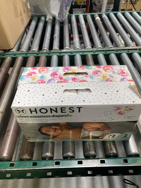 Photo 1 of The Honest Company Clean Conscious Diapers for Delicate Skin | Up to 100% Leakproof | Hypoallergenic, Fragrance Free | Girl Prints | Club Box, Size 2 (12-18 lbs), 72 Count (Prints May Vary)