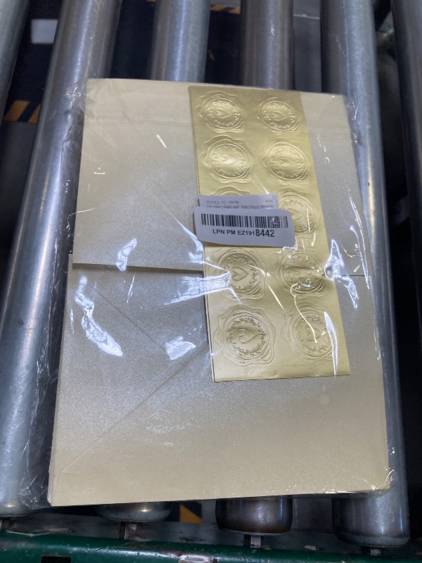 Photo 1 of Homtable 50 Pack Shiny Envelopes with Shiny Cards and Gold Stickers for Invitations and Greeting Cards (Shiny Cream, 5x7)