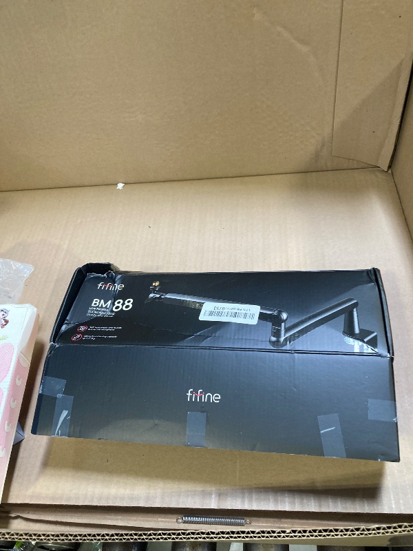 Photo 1 of FIFINE Microphone Boom Arm, Low Profile Adjustable Stick Microphone Arm Stand with Desk Mount Clamp, Screw Adapter, Cable Management, for Podcast Streaming Gaming Studio-BM88