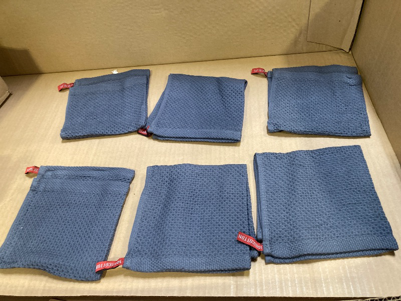 Photo 1 of 100% Cotton Kitchen Towels for Gadgets and Dishcloths Sets Washing Rags Hand Essentials Soft Absorbent Drying Microfiber Reusable Swedish Size 12.0 x 12.0 inch,Pack of 6,Blueberry
