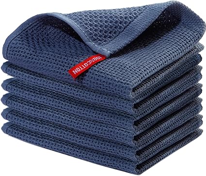 Photo 1 of 100% Cotton Kitchen Towels for Gadgets and Dishcloths Sets Washing Rags Hand Essentials Soft Absorbent Drying Microfiber Reusable Swedish Size 12.0 x 12.0 inch,Pack of 6,Blueberry