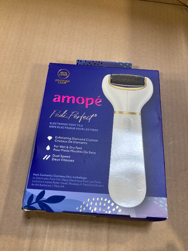 Photo 1 of Amopé Pedi Perfect Electric Callus Remover Foot File w/ Diamond Crystals, Pedicure Tool for Feet, Removes Hard & Dead Skin, Feet Scrubber & Buffer, Splashproof, w/ Extra Coarse Roller Head, 1 Count
