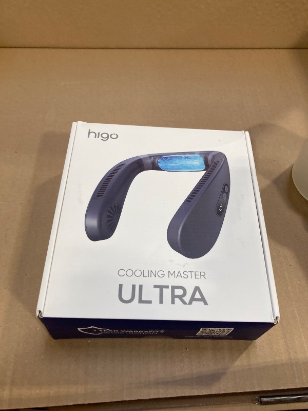 Photo 1 of HIGO CoolMaster Ultra Neck Fan, Neck Air Conditioner, 2-in-1 Cooling Neck Fan Portable Rechargeable, Wearable Personal Fan, 5500mAh Large Battery, Ergonomic Design, Glacier Gray+