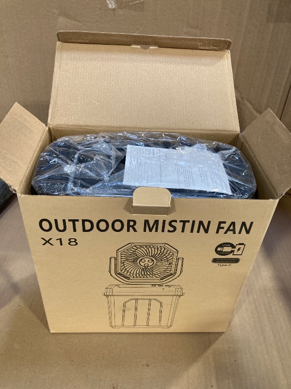 Photo 1 of Portable Misting Fans Rechargeable for Outside, Battery Powered Camping Fan Mister that Blows Cold Air, 6L Bucket, 45° Oscillating, 3 Nozzles, Remote Control, Summer Essentials Gift for Patios, Travel