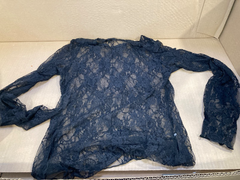Photo 1 of Women's Lace Long Sleeve Mock Neck Tops Sexy Floral See Through Blouse Western Sheer Mesh Shirts SIZE LARGE 