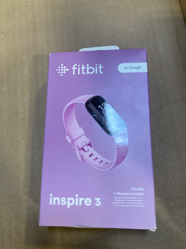 Photo 1 of Fitbit Inspire 3 Health &-Fitness-Tracker with Stress Management, Workout Intensity, Sleep Tracking, 24/7 Heart Rate and more, Lilac Bliss/Black, One Size (S & L Bands Included)