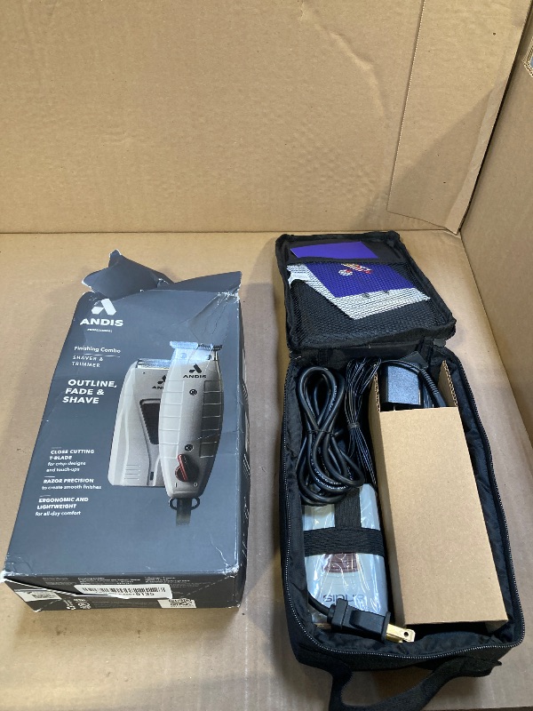 Photo 1 of Andis 17270 Finishing Combo T-Outliner Trimmer & Pro Foil Lithium Titanium Foil Shaver - Professional Finishing Hair Clippers and Trimmer Kit for Men