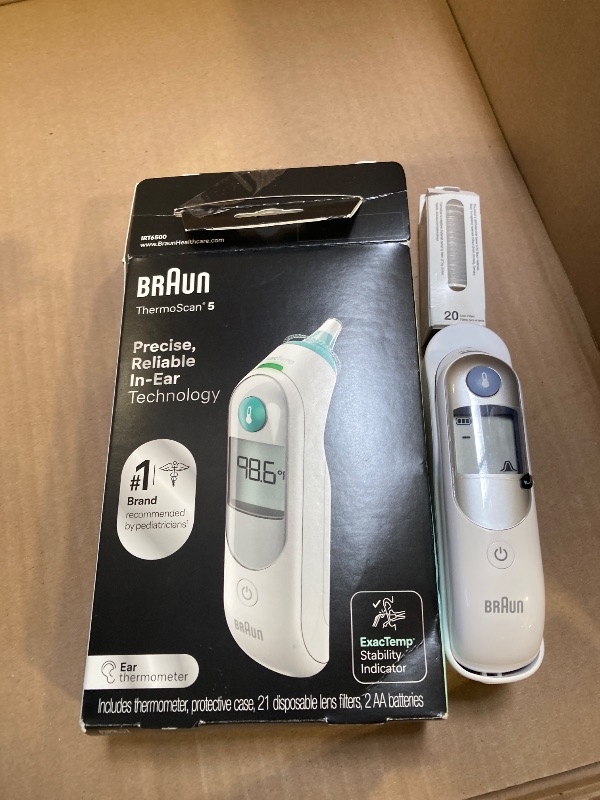 Photo 1 of Braun ThermoScan 5 Ear Thermometer - ExacTemp Stability Indicator for Professional Accuracy, Digital Display, Baby and Infant Friendly, No. 1 Brand Recommended by Pediatricians, FSA and HSA Eligible