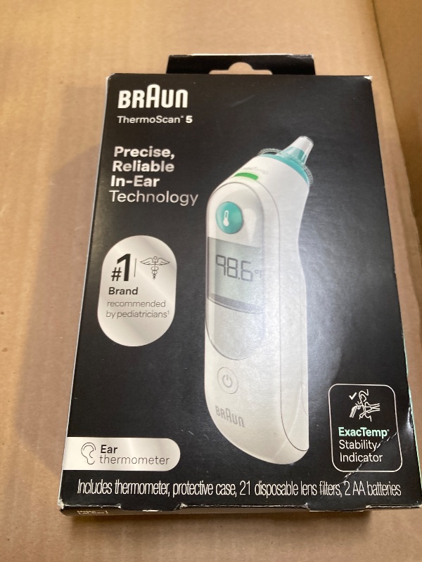 Photo 1 of Braun ThermoScan 5 Ear Thermometer - ExacTemp Stability Indicator for Professional Accuracy, Digital Display, Baby and Infant Friendly, No. 1 Brand Recommended by Pediatricians, FSA and HSA Eligible