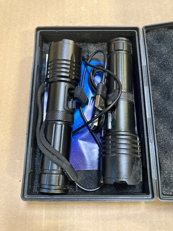 Photo 1 of GISAEV Rechargeable LED High Lumens Flashlights, 2 Pack Super Bright Flash Light with Cob, 7 Modes Waterproof Powerful Flashlight for Home