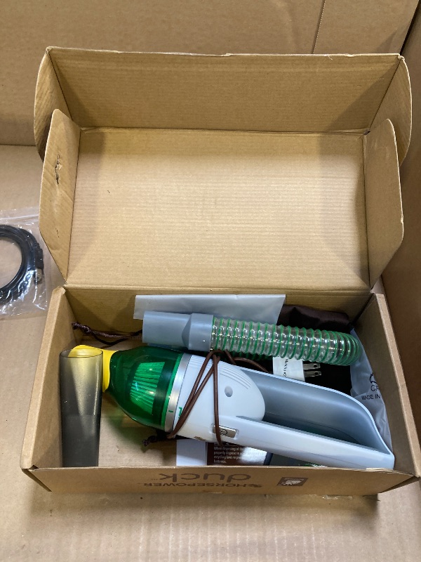 Photo 1 of Duck Compact Cordless Vacuum by Horsepower, Ultra-Powerful, Strong Suction, AS-SEEN-ON-TV, Easy To Store, Rechargeable. Home, Auto, Pet Hair, Fits In Tiny Crevices, Includes Hose, Crevice Tool & Brush