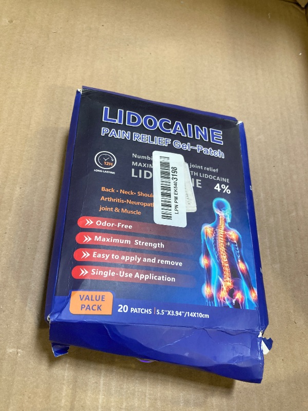 Photo 1 of KIbabyDI 4% Lidocaine Pain Relief Patches | Maximum Strength for Fast, 12-Hour Muscle & Joint Pain Relief | 20 Patches for Neck, Back, Shoulders, Knees, and Elbows