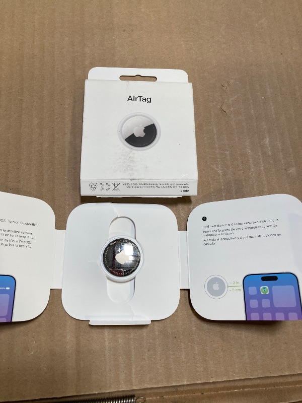Photo 1 of Apple AirTag. Keep Track of and find Your Keys, Wallet, Luggage, Backpack, and More. Simple one-tap Set up with iPhone or iPad