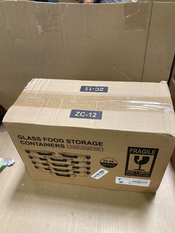 Photo 1 of GULFLIN 12 Pack 22oz Glass Meal Prep Containers, Food Storage Containers with Lids, Air-Tight, Leak-Resistant, Freezer to Microwave Safe - Grey Set