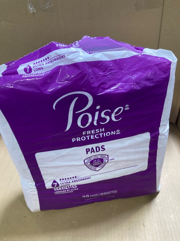 Photo 1 of Poise Incontinence & Postpartum Pads for Bladder Leaks, 7 Drop Ultra Absorbency, Long Length, 39 Count, 