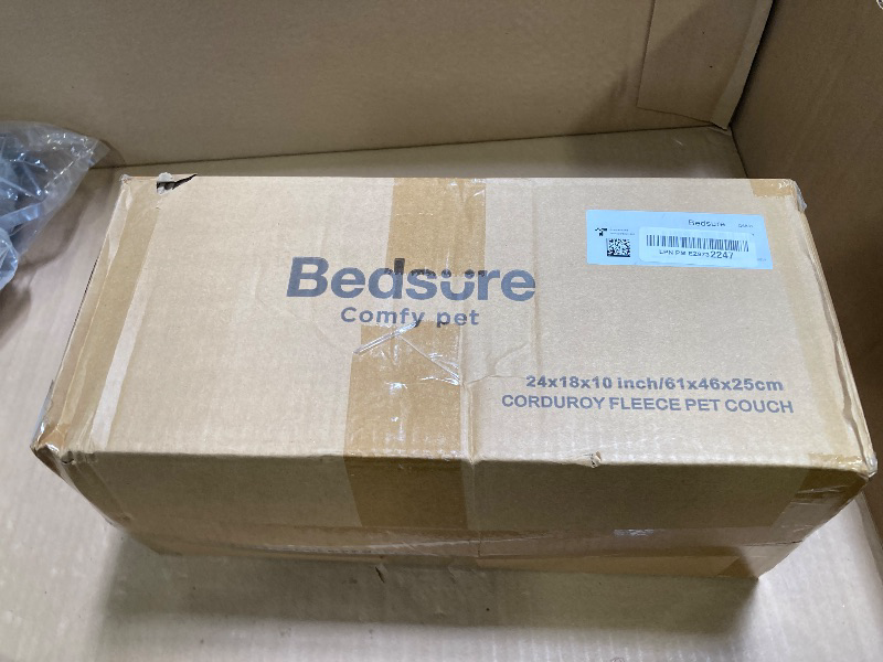 Photo 1 of Bedsure Cute Couch for Pets - Fluffy Cat Sofa with Premium Soft Corduroy Fleece, Fuzzy Couch Bed with Removable Washable Cover, Supportive Cat Chair, 24in, Tuscan Beige