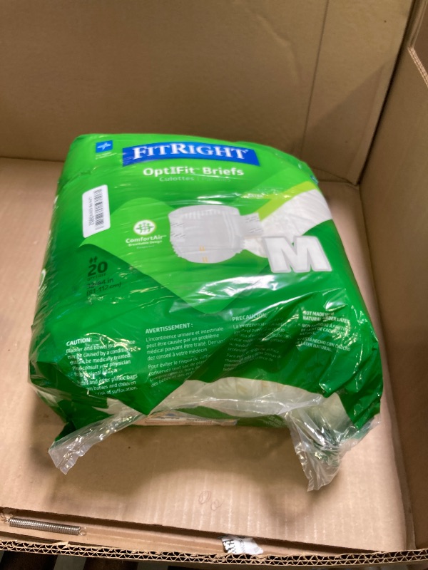 Photo 1 of FitRight Extra OptiFit Heavy Absorbency Adult Diapers, FSA/HSA Eligible,20 Count, Waist Size 32"-44",M, Incontinence Briefs for Men and Women, Disposable, Moisture Wicking, Leak Protection