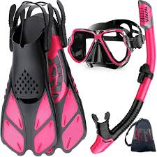 Photo 1 of Zenoplige Mask Fins Snorkel Set, Snorkeling Gear for Adults, Panoramic View Snorkel Mask Anti-Fog, Adjustable Dive Flippers, Dry Top Snorkel and Travel Bag, Scuba Gear for Swimming Snorkeling Diving