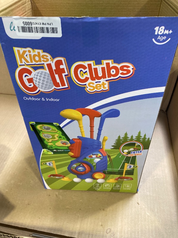 Photo 1 of Liberry Toddler Golf Set for 2 3 4 5 Years Old Boys Girls, Upgraded Kids Golf Cart with Golf Cornhole Board & Putting Mat, Indoor and Outdoor Golf Toys Birthday Gift