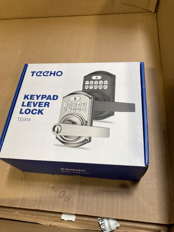 Photo 1 of TEEHO TE004 Keyless Entry Keypad Door Lock with Handle - Front Digital Door Electronic Deadbolt with Anti-Peeping, Auto Lock & Passage Mode - Easy Installation - Satin Nickel
