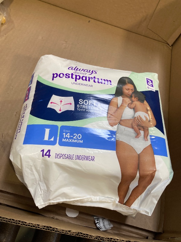 Photo 1 of Always Discreet Postpartum and Adult Incontinence Underwear for Women, Size L, Maximum Protection, 14 CT
