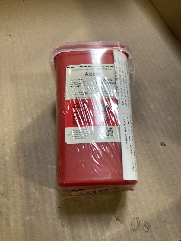 Photo 1 of Alcedo Sharps Container for Home Use 1 Quart (1-Pack) | Biohazard Needle and Syringe Disposal | Small Portable Container for Travel and Professional Use