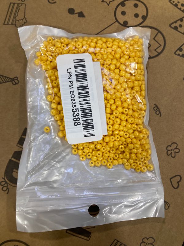 Photo 1 of 1300 Pieces Glass Seed Beads Bulk, CCOZN 4mm 6/0 Glass Beads Bulk Mini Spacer Beads Loose Beads Small Opaque Beads for Jewelry Making Beads for DIY Craft Bracelet (Yellow)