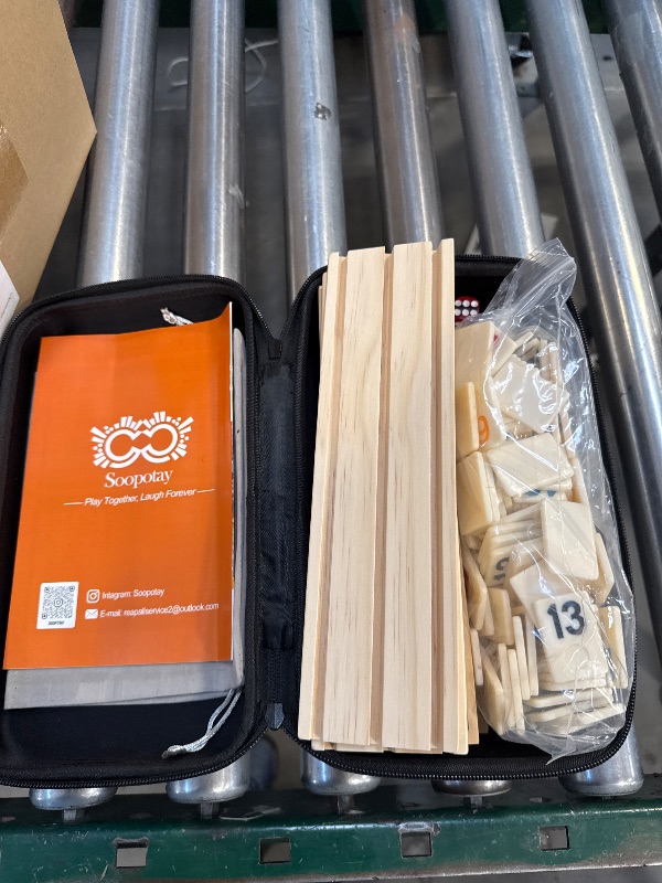 Photo 1 of Soopotay Upgraded 6 Players Rummy Game with 6 Wooden Racks, 160 Melamine Tiles, Drawstring Bag, Premium Portable Case, Tile Board Games for Adults & Kids Age 8+, Birthday Gifts for Women Men Dad Mom