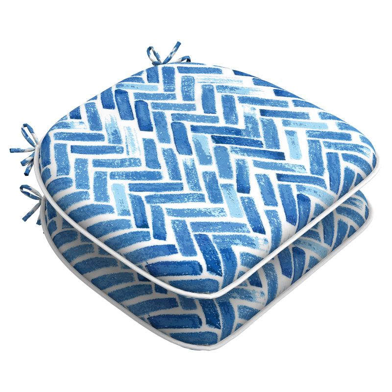 Photo 1 of LVTXIII Indoor/Outdoor Chair Cushions Seat Cushions with Ties, Patio Chair Pads D16xW17 Inch for Patio Furniture Garden Home Office Decoration 2 Pack, Blue Bricks