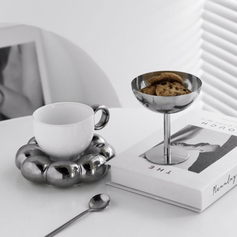 Photo 1 of Hapivida Ice Cream Cup, Stainless Steel Serving Dessert Bowls Cups Sauce Bowls Mini Round Footed Yogurt Snack Candy Cups for Salad Fruit Pudding Christmas Party