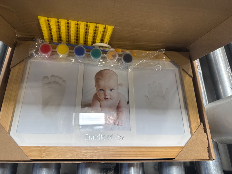 Photo 1 of Baby Hand and Footprint Kit - Clay Handprint Keepsake Frame, Newborn Nursery Picture Frame, Personalized New Mom Gifts for Baby Shower & Registry