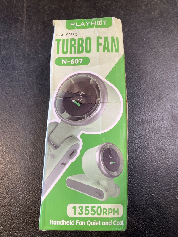 Photo 1 of PlayHot Portable Handheld Turbo Fan, 5 Gear Wind, Battery Operated, Up to 12 Working Hours, 3 IN 1 Hand Fan with Air Turbo Tech Cooling Fans for Outdoor Activities, Travel, Beach (Green)